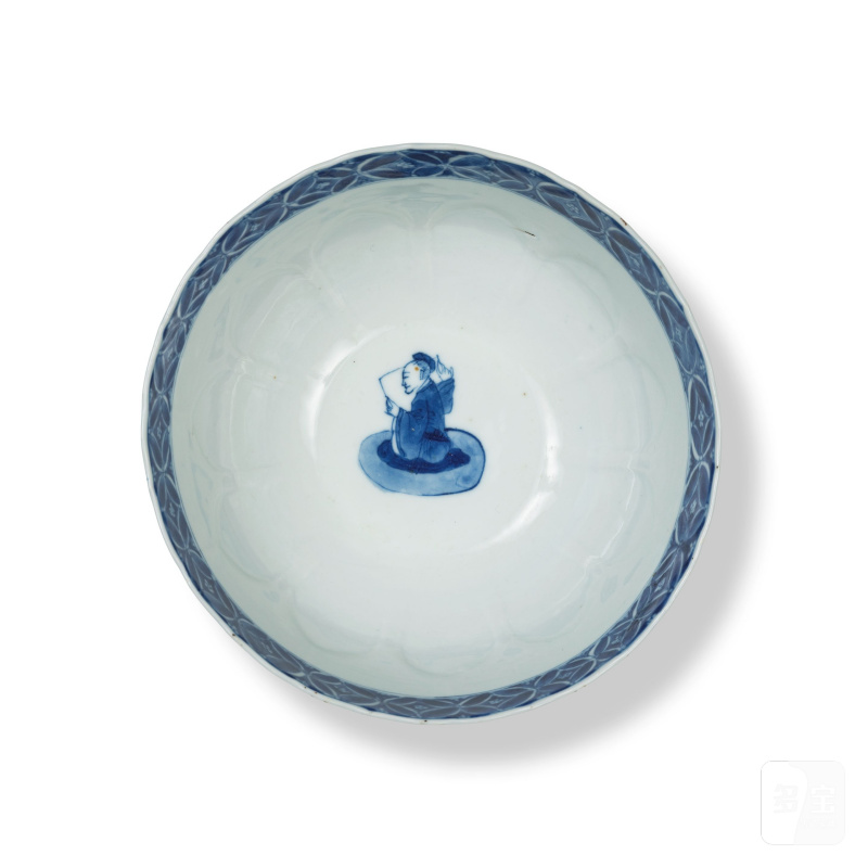 清康熙 青花群仙圖蓮式盌 「大明成化年製」仿款 | BOL EN PORCELAINE BLEU BLANC - 图3